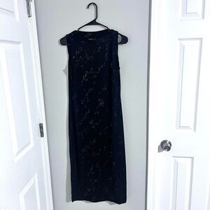 Eve Adams - Vintage 90s Black & Silver Shimmery Slip Sleeveless Dress